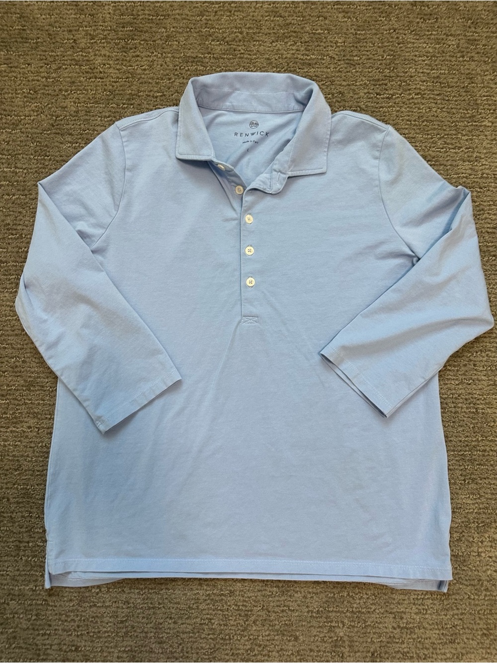 Renwick Women's Light Blue Three-Quarter Sleeve Polo - Picture 2 of 3